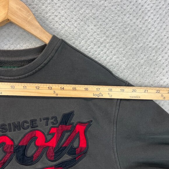 Roots Womens Crewneck Sweatshirt Plaid Raised Lettering Organic Cotton Sz Small - Picture 6 of 11